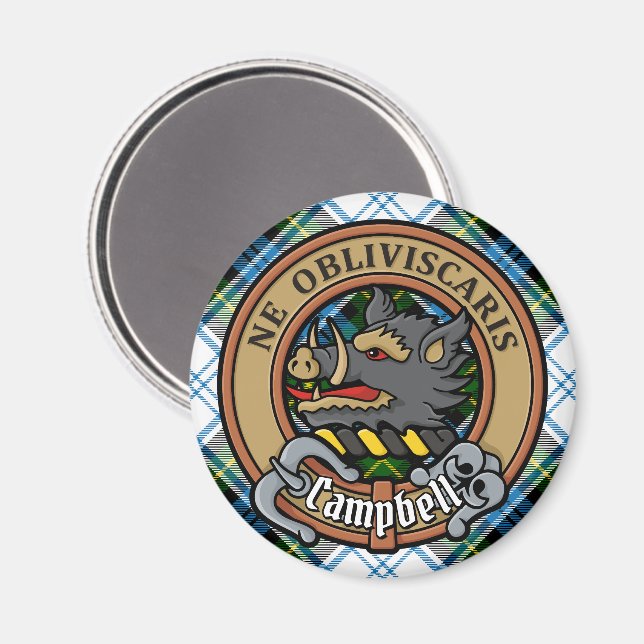 Campbell Crest over Dress Tartan Magnet (Front/Back)