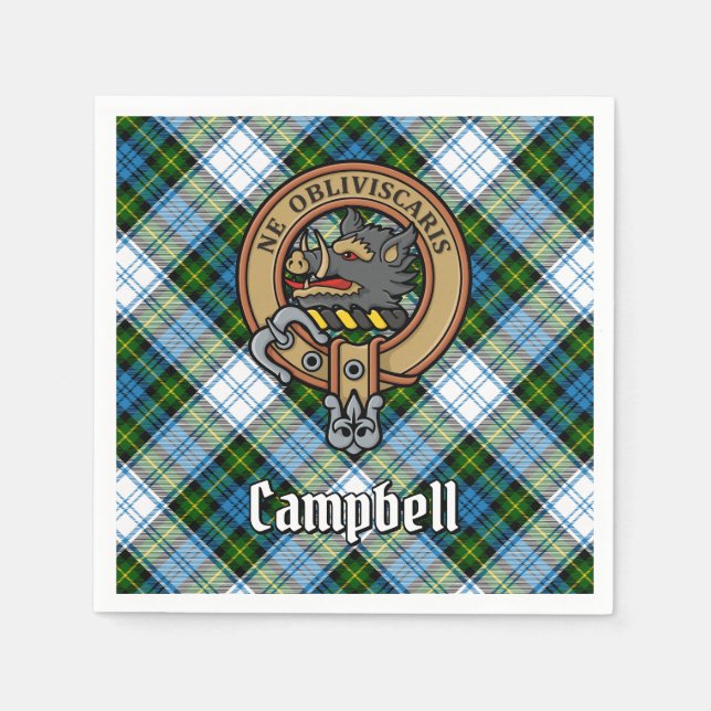 Campbell Crest over Dress Tartan Napkins (Front)