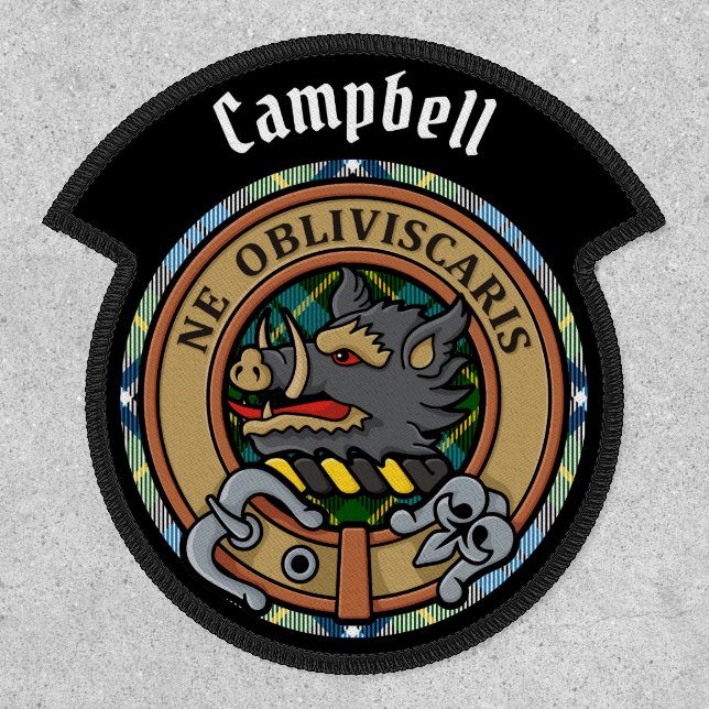 Campbell Crest over Dress Tartan Patch (Front)