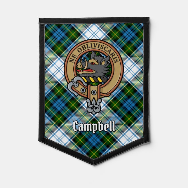 Campbell Crest over Dress Tartan Pennant (Front)