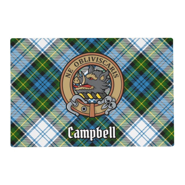 Campbell Crest over Dress Tartan Placemat (Front)
