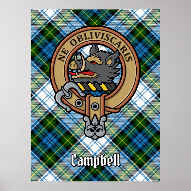 Campbell Crest over Dress Tartan Poster (Front)