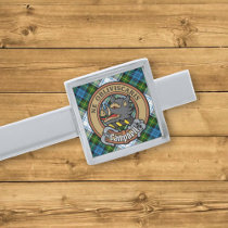 Campbell Crest over Dress Tartan Silver Finish Tie Bar