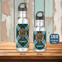Campbell Crest over Dress Tartan Stainless Steel Water Bottle
