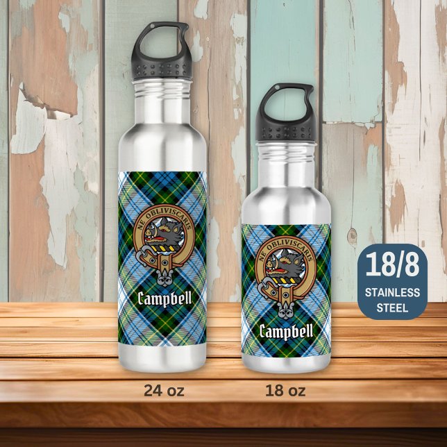 Campbell Crest over Dress Tartan Stainless Steel Water Bottle (Creator Uploaded)