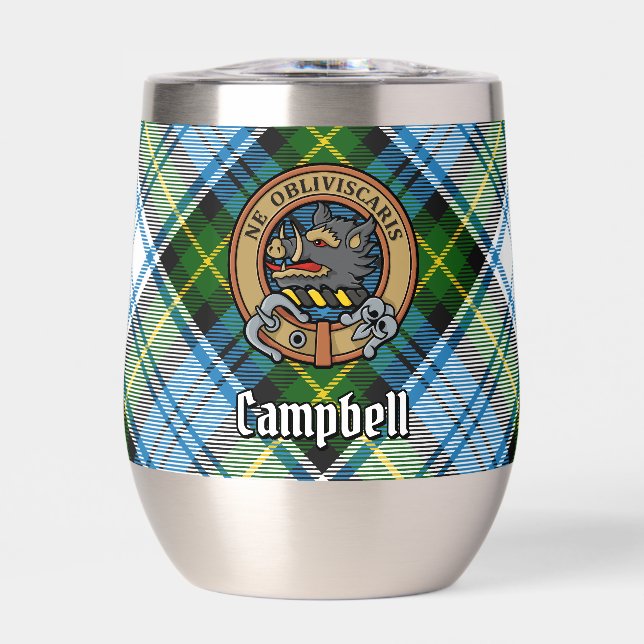 Campbell Crest over Dress Tartan Thermal Wine Tumbler (Front)