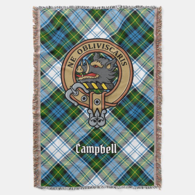 Campbell Crest over Dress Tartan Throw Blanket (Front Vertical)