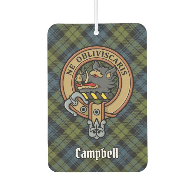 Campbell Crest over Tartan Air Freshener (Front)