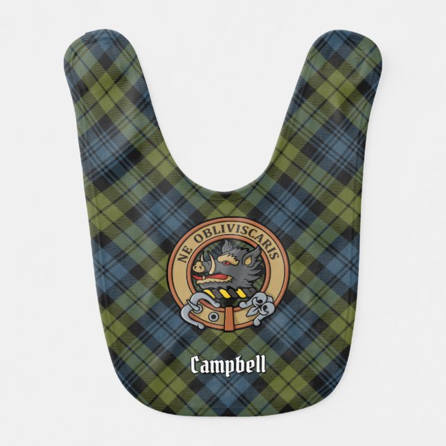 Campbell Crest over Tartan Baby Bib (Front)