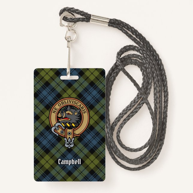 Campbell Crest over Tartan Badge (Front with Lanyard)