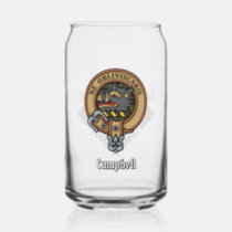 Campbell Crest over Tartan Can Glass