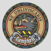 Campbell Crest over Tartan Classic Round Sticker