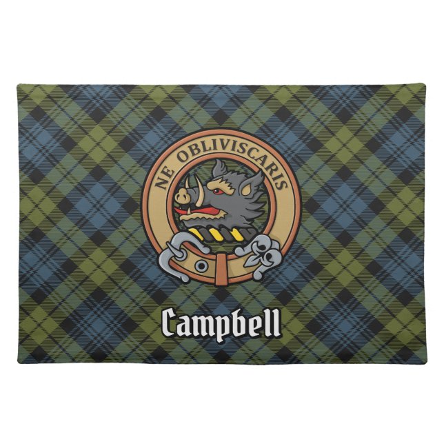 Campbell Crest over Tartan Cloth Placemat (Front)