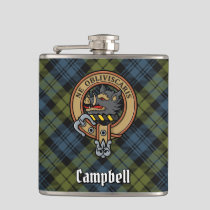 Campbell Crest over Tartan Flask
