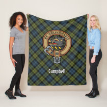 Campbell Crest over Tartan Fleece Blanket