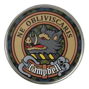 Campbell Crest over Tartan Golf Ball Marker