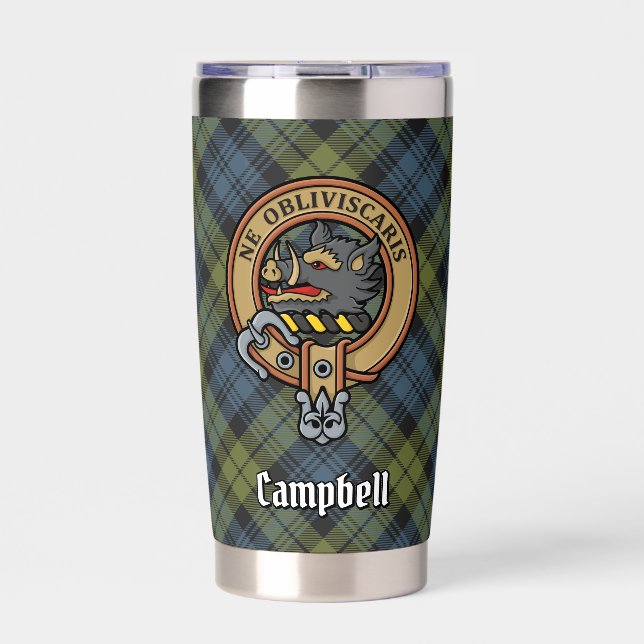 Campbell Crest over Tartan Insulated Tumbler (Front)