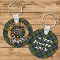 Campbell Crest over Tartan Keychain