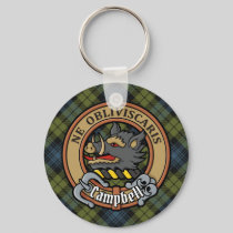 Campbell Crest over Tartan Keychain