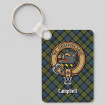 Campbell Crest over Tartan Keychain