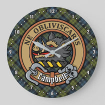 Campbell Crest over Tartan Large Clock
