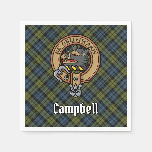 Campbell Crest over Tartan Napkins (Front)