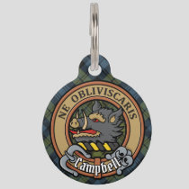 Campbell Crest over Tartan Pet ID Tag
