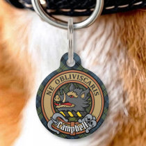 Campbell Crest over Tartan Pet ID Tag