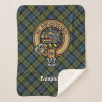Campbell Crest over Tartan Sherpa Blanket