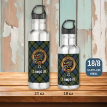 Campbell Crest over Tartan Stainless Steel Water Bottle
