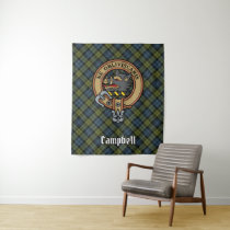 Campbell Crest over Tartan Tapestry