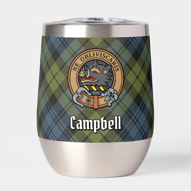 Campbell Crest over Tartan Thermal Wine Tumbler (Front)