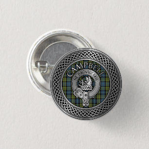 Campbell Crest & Tartan Knot Button