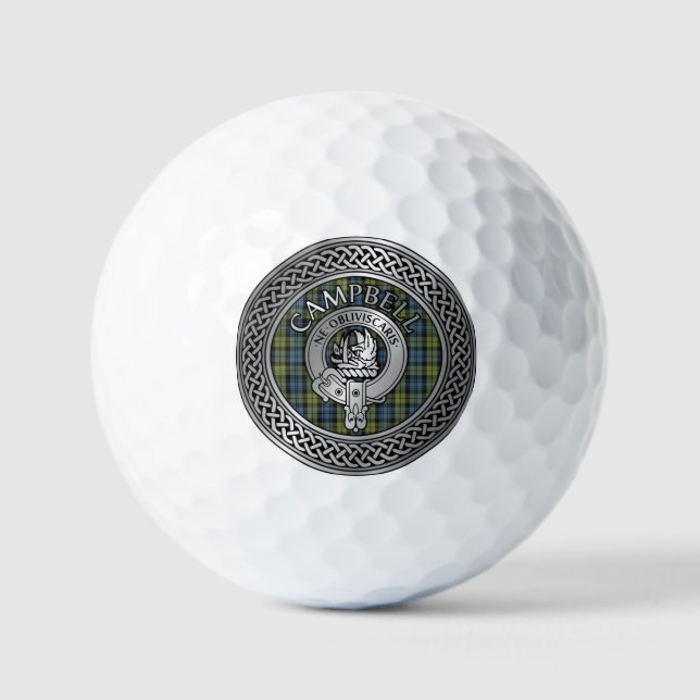 Campbell Crest & Tartan Knot Golf Balls (Front)