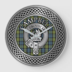 Campbell Crest & Tartan Knot Large Clock