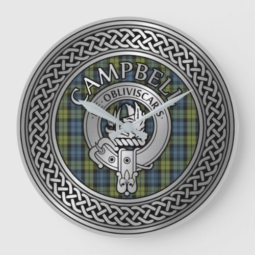 Campbell Crest  Tartan Knot Large Clock