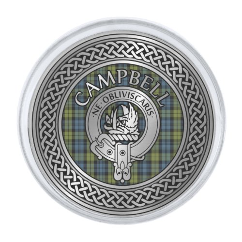 Campbell Crest  Tartan Knot Silver Finish Lapel Pin