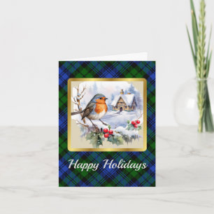 Campbell Crest & Tartan w/Robin Personalized Xmas Card