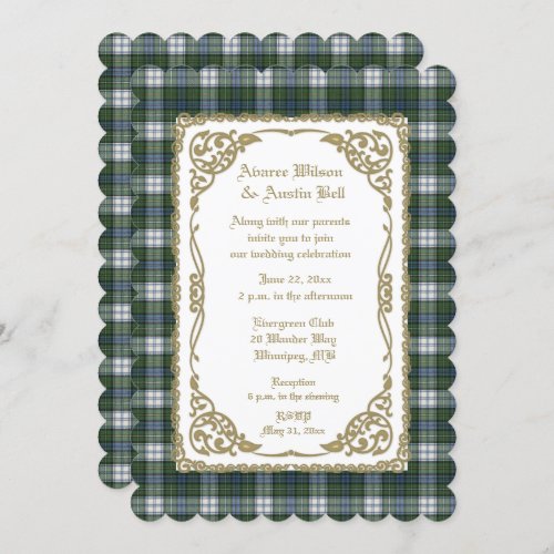 Campbell Dress Ancient Tartan With Gold Frame  Invitation