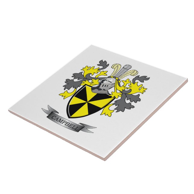 Campbell Family Crest Coat of Arms Ceramic Tile (Side)