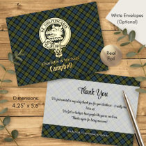 Campbell Family Crest over Tartan Foil Invitation Postcard