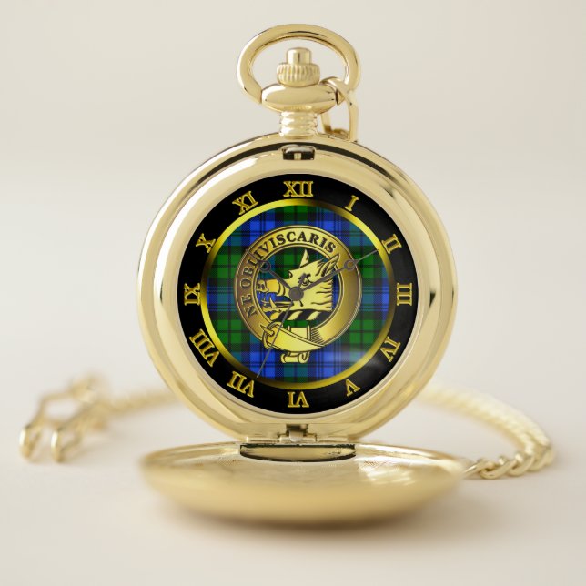 Campbell Gold Clan Badge & Tartan Gold Pocket Watch (Inside)
