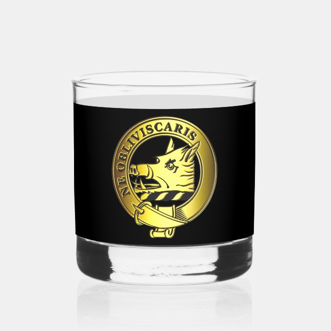 Campbell Gold Clan Badge  Whiskey Glass (Front)