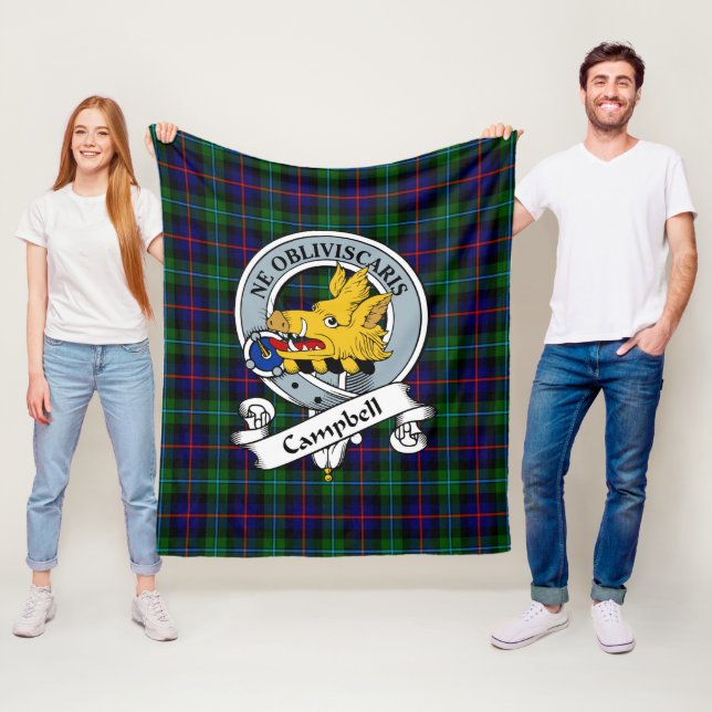 Campbell Of Cawdor Modern Clan Badge Tartan Plaid Fleece Blanket (In Situ)