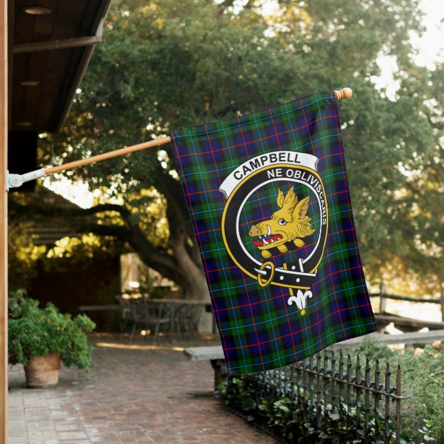 Campbell Of Cawdor Modern Tartan Flag Clan Badge (In SItu)