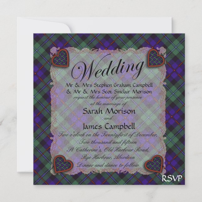 Campbell of Cawdor Scottish clan tartan - Plaid Invitation (Front)
