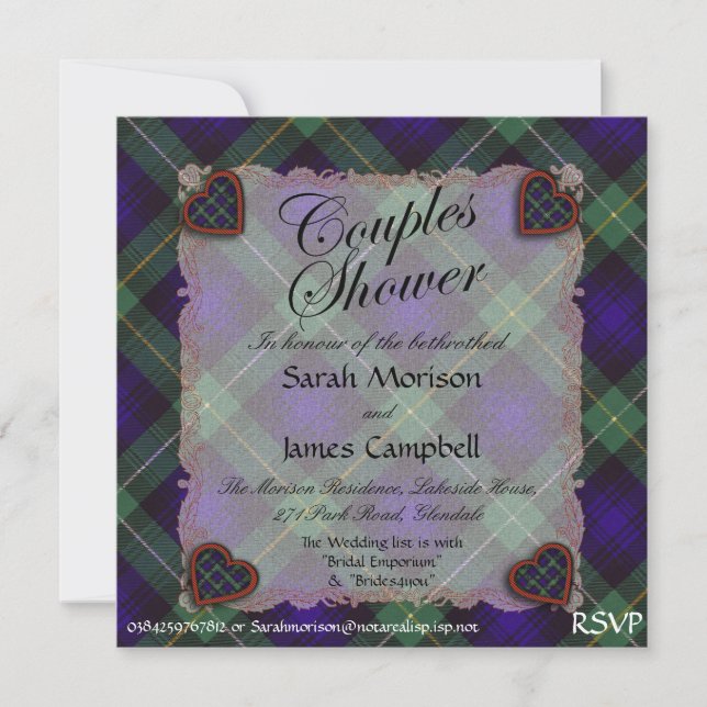 Campbell of Cawdor tartan Plaid - Couples shower Invitation (Front)