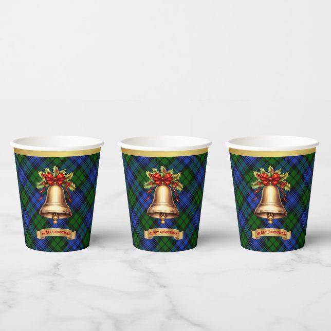 Campbell Personalized Tartan Christmas Paper Cups (Multi)