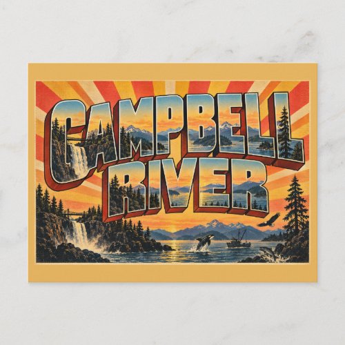 Campbell River BC Waterfalls Forest Passage Art Postcard