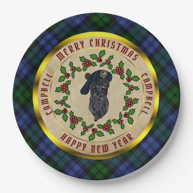 Campbell Scottie Dog Christmas Paper Plate (Front)
